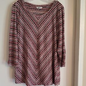 Croft & Barrow Women's Tunic - Burgundy and Cream Stripes